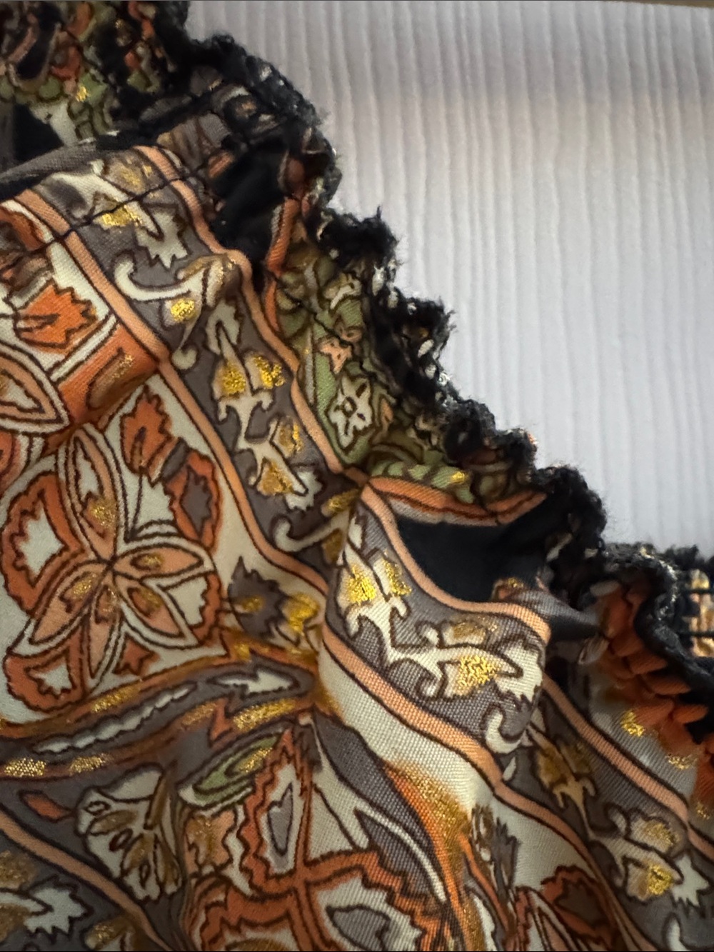 Printed V-Neck Wide Leg Jumpsuit in Brown and Black - Picture 6 of 6